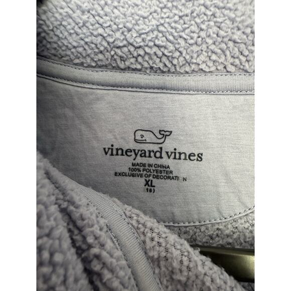 VGUC Vineyard Vines Blue Mock Neck Zipper Long Sleeve Fuzzy Dress Or Cover Up XL - Picture 6 of 8